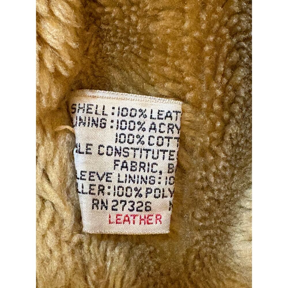 Vintage Brown Leather Faux Shearling Ranch Coat Men’s 38 - Picture 7 of 9